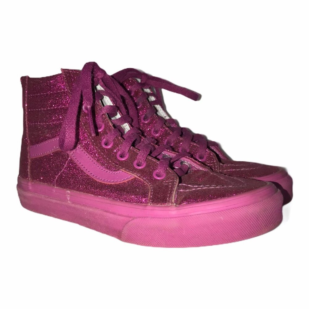 Vans Old Skool Glitter Sneakers 2.5 Pink Logo Retro Fun Classy